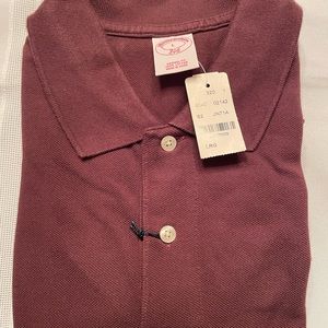 Brooks Brothers Maroon Short Sleeve Polo Shirt with gold BB logo, new with tags.